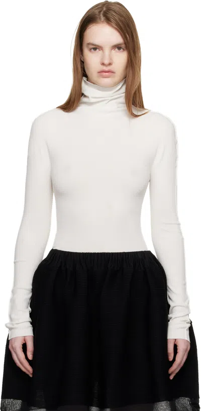 Issey Miyake White December Cotton Baguette Turtleneck