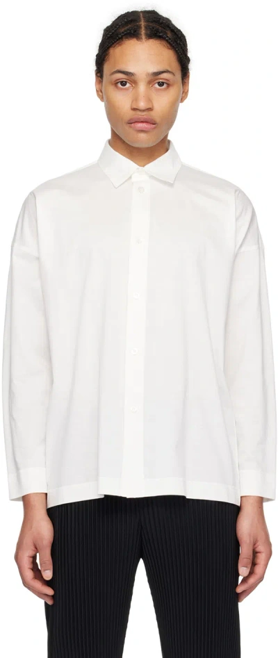Issey Miyake White Dolman Sleeve Shirt In 01-white