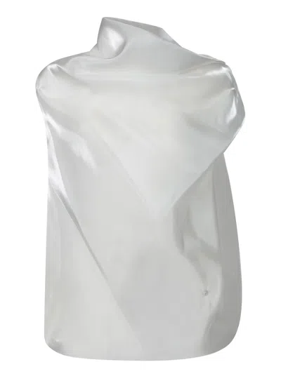 Issey Miyake White Draped Organza Top