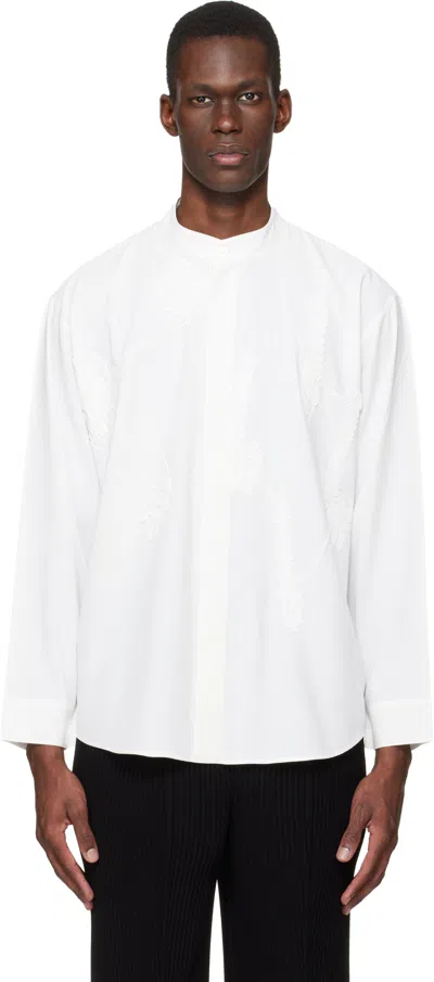 Issey Miyake Long-sleeved Applique Shirt In White