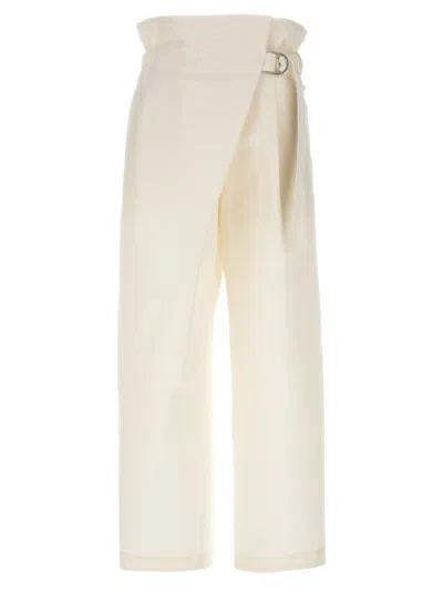 ISSEY MIYAKE WHITE ENFOLD TROUSERS