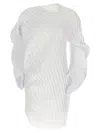 Issey Miyake Ribbed Asymmetrical Top In White
