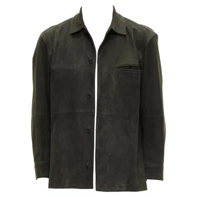 Pre-owned Issey Miyake White Label Grey Cowhide Suede Leather Overshirt Jacket Jp1 S