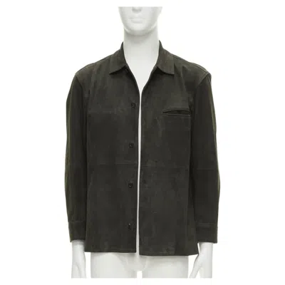 Pre-owned Issey Miyake White Label Grey Cowhide Suede Leather Overshirt Jacket Jp1 S