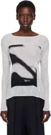 Issey Miyake White May Shadow Study Chiffon Twist T-shirt