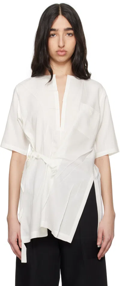 Issey Miyake White Pressed Form Blouse In 05 Washi White
