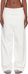Issey Miyake White Sculptural Jeans In White