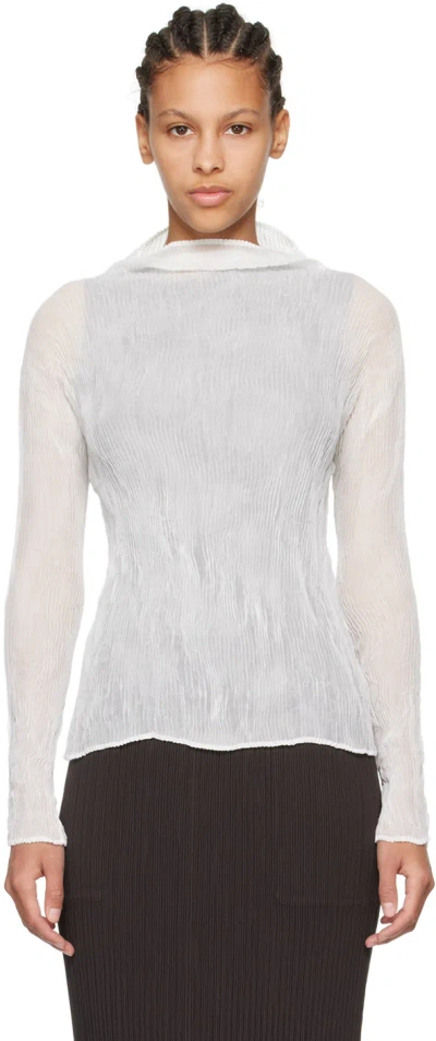 Issey Miyake White Twist Turtleneck In 01-white