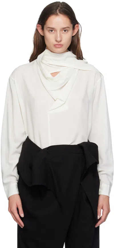 Issey Miyake White Two As One Blouse In 05 Frost White