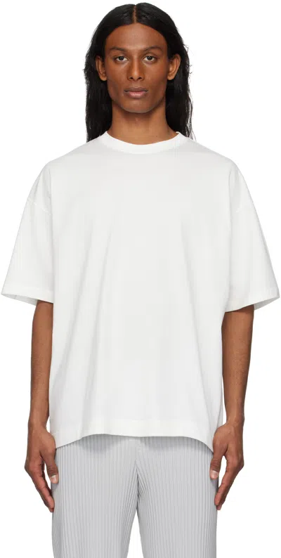 ISSEY MIYAKE WHITE WINDSWEPT PLAID T-SHIRT