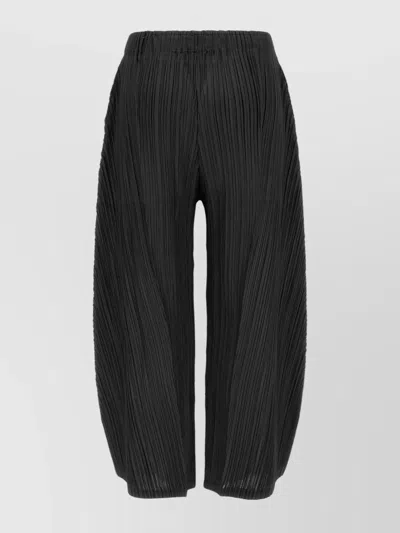 Issey Miyake Wide Leg Trousers Elastic Waistband In Black