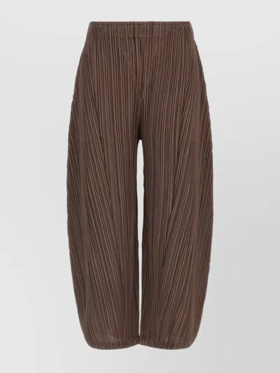 Issey Miyake Wide Leg Trousers Elastic Waistband In Brown