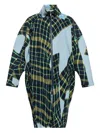 Issey Miyake Blue & Green Windswept Plaid Coat