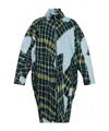 Issey Miyake Windswept Plaid Coat In Green