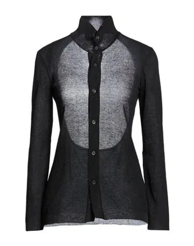 Issey Miyake Woman Cardigan Black Size 2 Polyester, Ramie