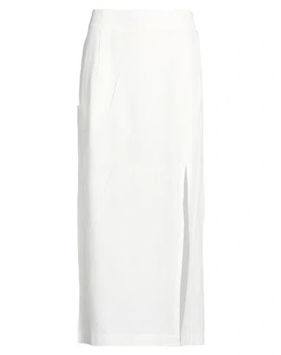 Issey Miyake Woman Maxi Skirt White Size 3 Polyester, Cotton, Triacetate, Linen