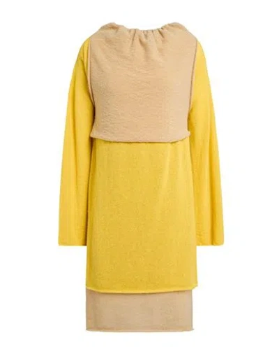 Issey Miyake Woman Mini Dress Yellow Size 2 Alpaca Wool, Nylon, Wool