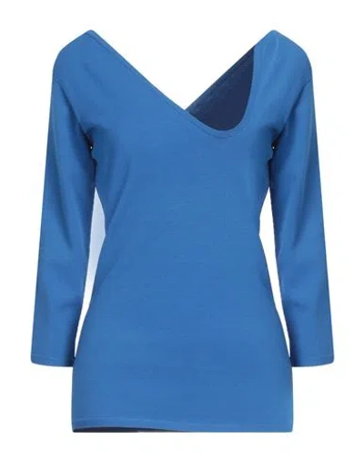 Issey Miyake Woman Sweater Bright Blue Size 2 Rayon, Nylon