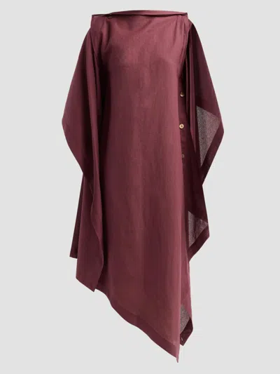 Issey Miyake Women's All Squares Asymmetric Midi Dress In Burgundy