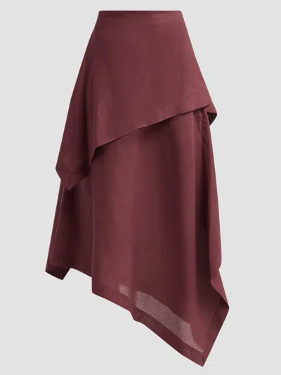 Issey Miyake Women's All Squares Layered Midi Skirt In Burgundy