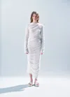 Issey Miyake Ambiguous Twisted Knit Asymmetric Midi Dress In 02 Off-white