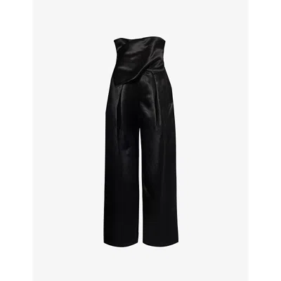 Issey Miyake Womens Black Gleam Wide-leg High-rise Satin Trousers