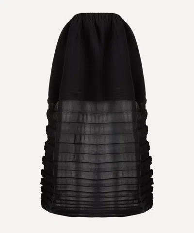 Issey Miyake Black December Moving Knit Midi Skirt
