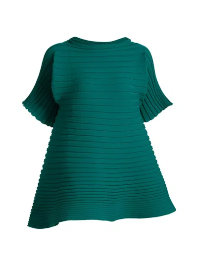 Issey Miyake Women's Bounce Knit Peplum Top In Green