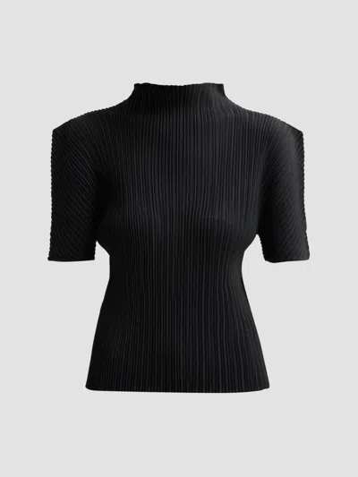 Issey Miyake Women's Box Shoulder Pleats Top In Black
