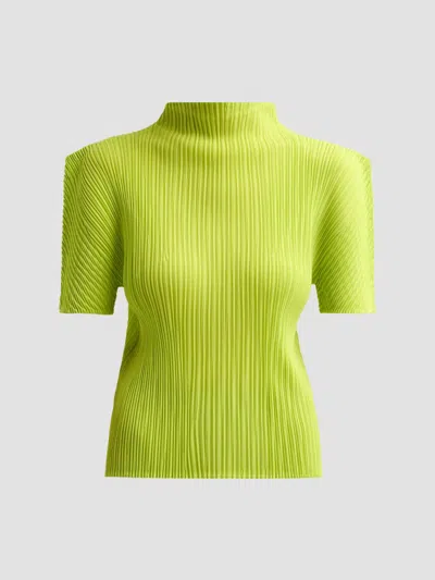 Issey Miyake Women's Box Shoulder Pleats Top In Green