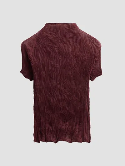Issey Miyake Women's Chiffon Twist Rib-knit Top In Brown