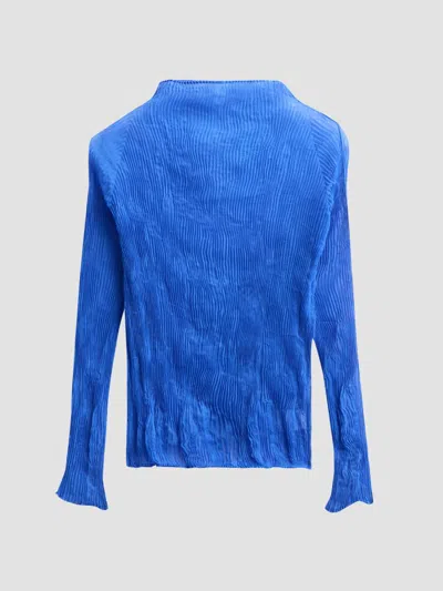 Issey Miyake Women's Chiffon Twist Rib-knit Top In Blue