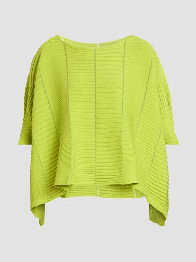 Issey Miyake Women's Column Knit Cotton-blend Top In Green