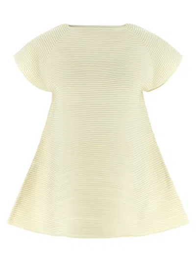 Issey Miyake Corrugated Knit Dresses Yellow In Neutral