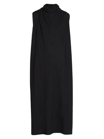 Issey Miyake Women's Cotton Jersey Draped Maxi Dress In Black