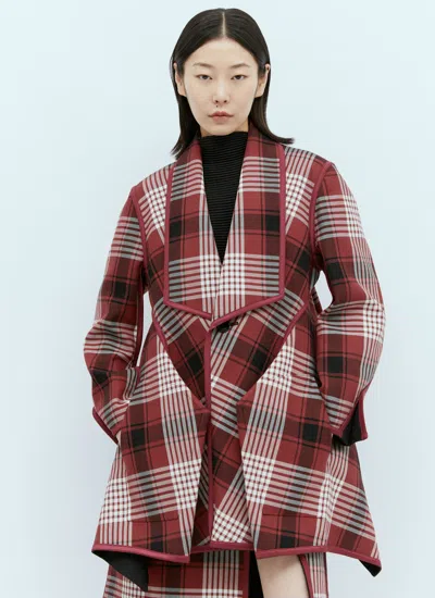 Issey Miyake Women Counterpoint Check Jacket In Red