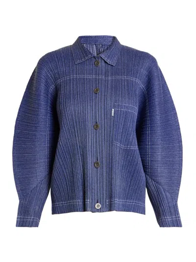 Issey Miyake Women's Denim-look Plissé Jacket In Multi