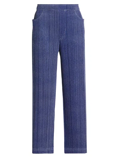 Issey Miyake Denim Pull On Pants In Blue