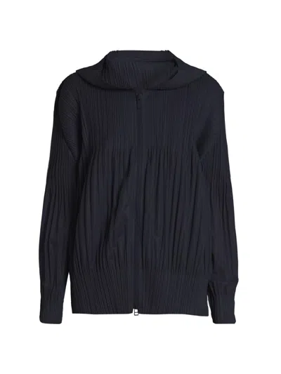 Issey Miyake Women's Fluffy Basics Plissé Zip Hoodie In Black