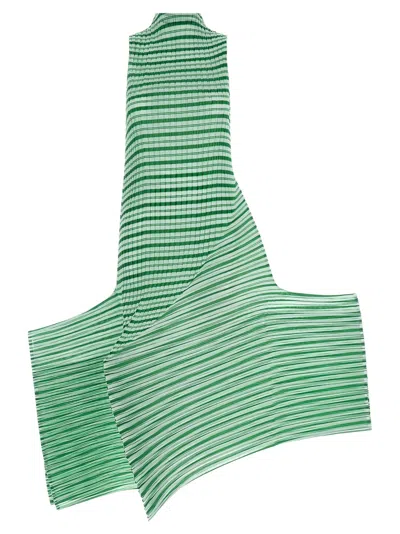Issey Miyake Women's Generic Stripes (machine Pleats) Dress In Green