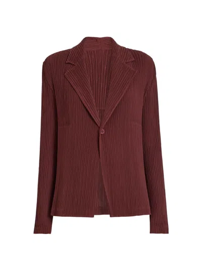 Issey Miyake Women's Hatching Pleated Blazer In Brown