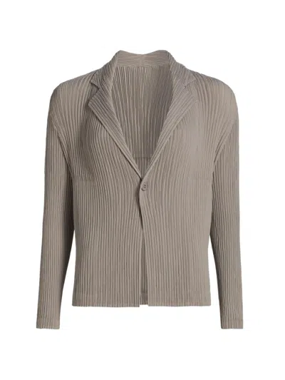 Issey Miyake Women's Hatching Pleated Blazer In Gray