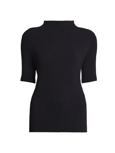 Issey Miyake Women's Hatching Pleats Top In Black