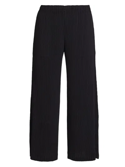 Issey Miyake Hatching Plisse Straight-leg Crop Pants In Multi