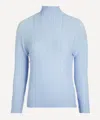 Issey Miyake Wooly Pleats Mock Neck Top In Blue