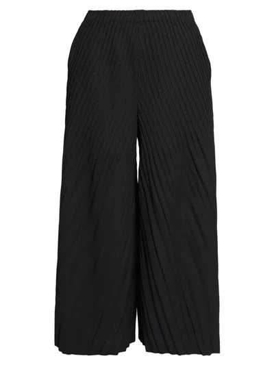 Issey Miyake Women's Linen-like Pleated Pants In Black