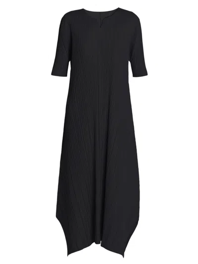 Issey Miyake Women's Mellow Pleats Balloon Midi-dress In Black