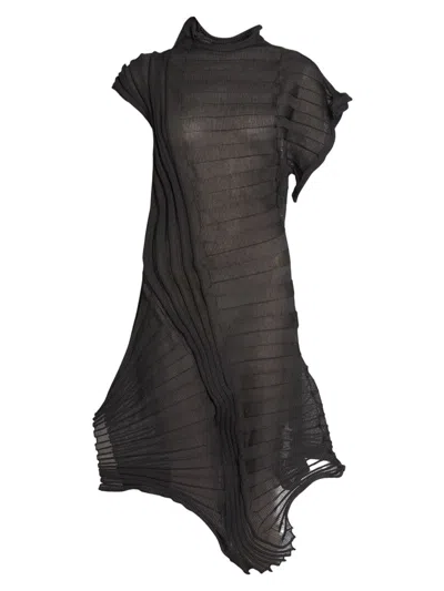 Issey Miyake Women's Mesh Asymmetric Midi-dress In Black