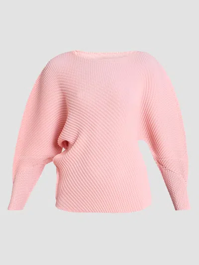 Issey Miyake Misty Pleated Dolman Sleeve Top In Pink