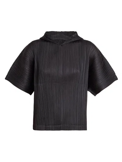 Issey Miyake Women's Monthly Colors: August Pleated Hoodie In Black